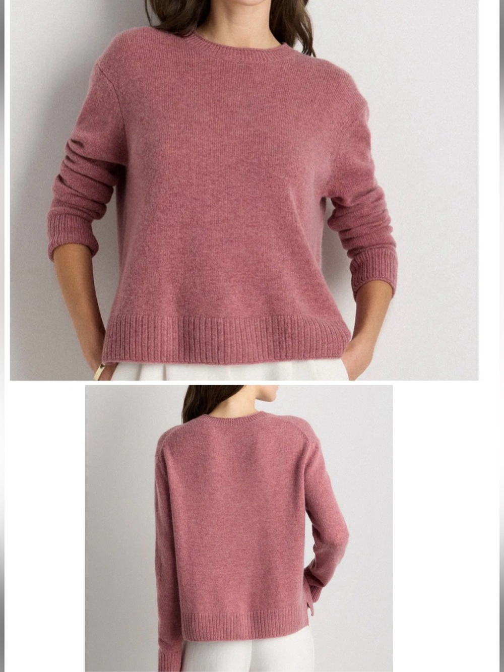 Quince Mongolian Cashmere Boxy Crewneck Sweater Heather Shaded Rose Pink Sm EUC